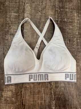 Puma White Seamless Crisscross Sports Bra- Women’s size small